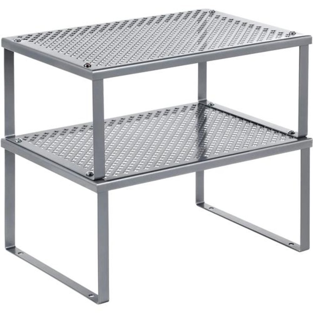 Cabinet Shelf Organizers, Stackable, Expandable, Set of 2 Metal Counter Shelves